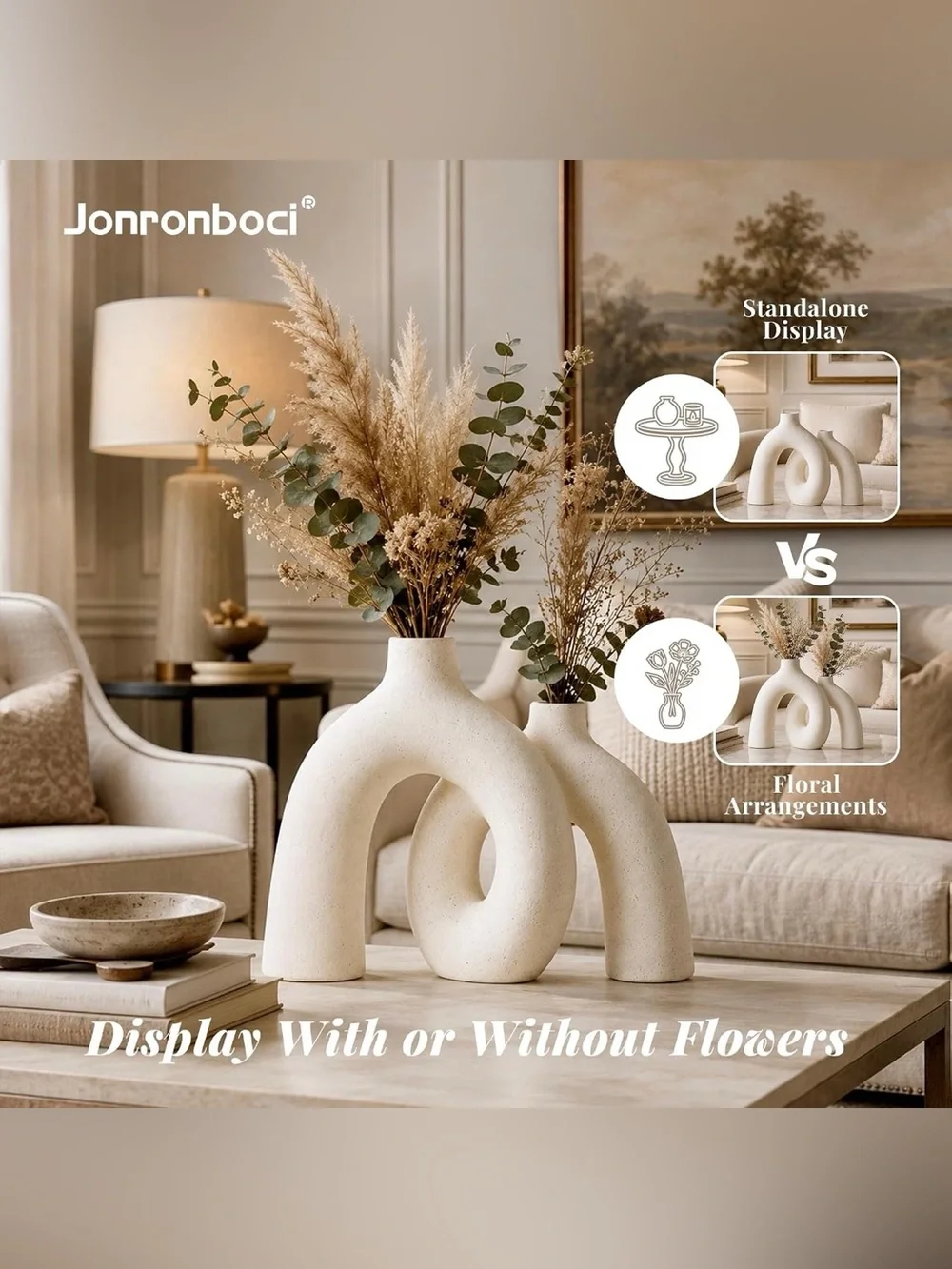 Hug Donut Decorative Vase Set Cream White - Modern Nordic Boho Style Home Decor